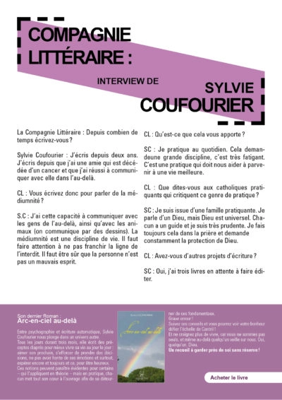 Interview de Sylvie Coufourier à propos de son ouvrage