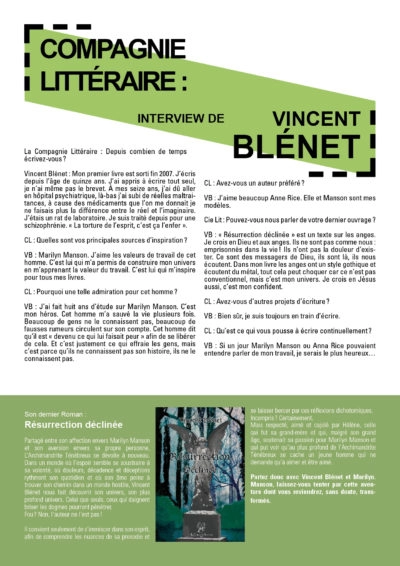 Interview de Vincent Blénet à propos de son ouvrage "Résurrection Déclinée" La Compagnie Littéraire
