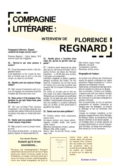 Interview de Florence Regnard à propos de son autobiographie