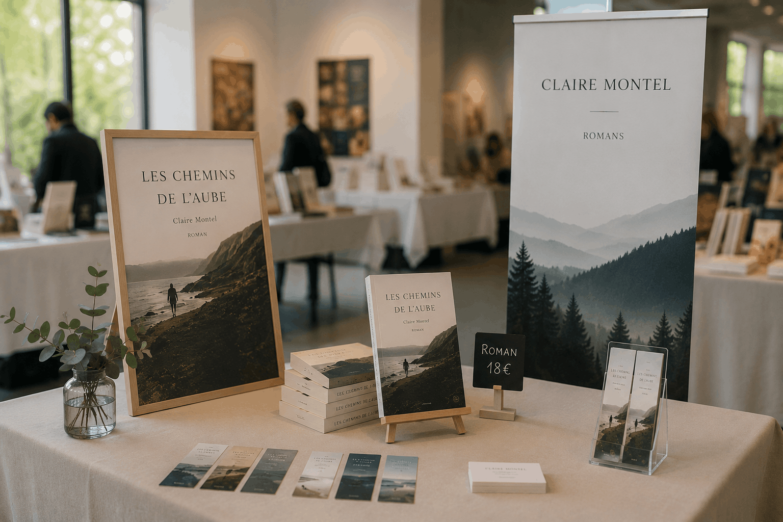 Image d'un stand de livres à un salon